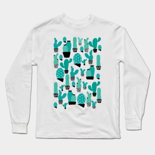 Modern Cactus Pattern Long Sleeve T-Shirt